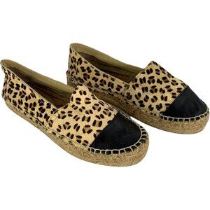 Aldo Womens Smolin Espadrille Flat Shoes Slip‎ On Cheetah Print Cap Toe 6.5